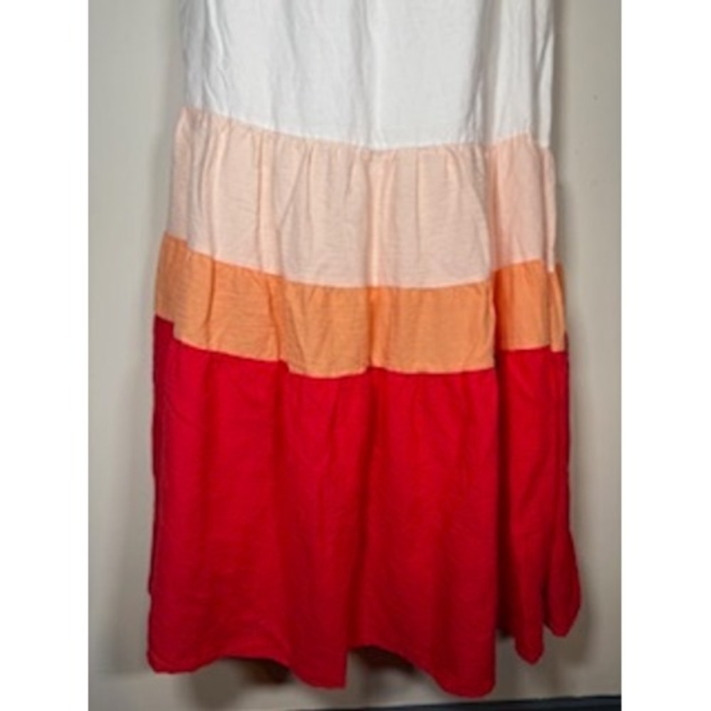 Ava & Viv Maxi Dress White Colorblock Tiered Sleeveless Summer Party Boho 1X - Picture 4 of 8